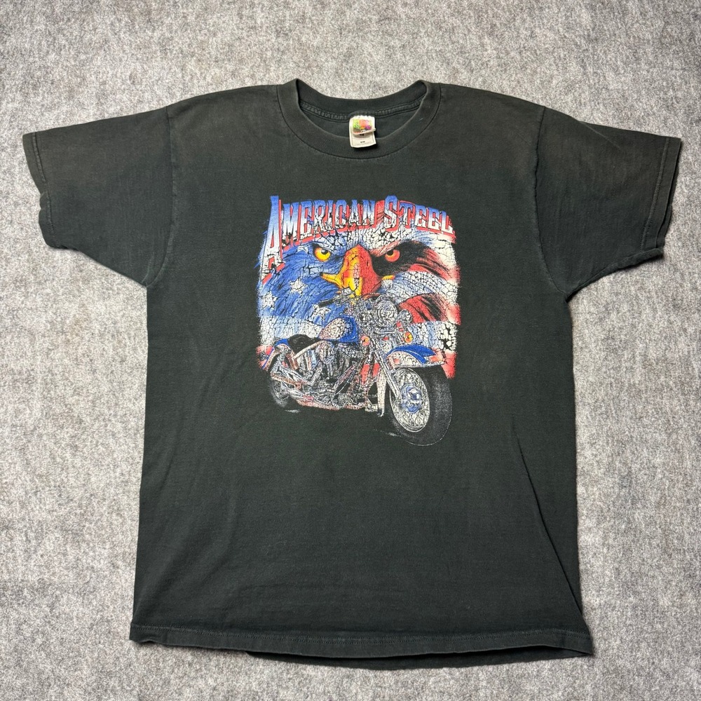 Vintage 2001 Sturgis Black Hills Rally American Steel Biker T Shirt L